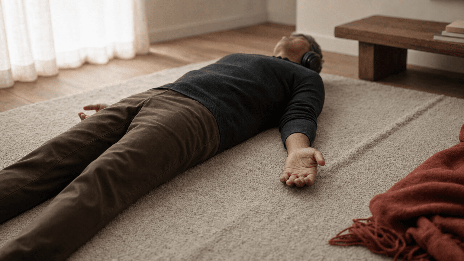 Lie down for the Yoga Nidra