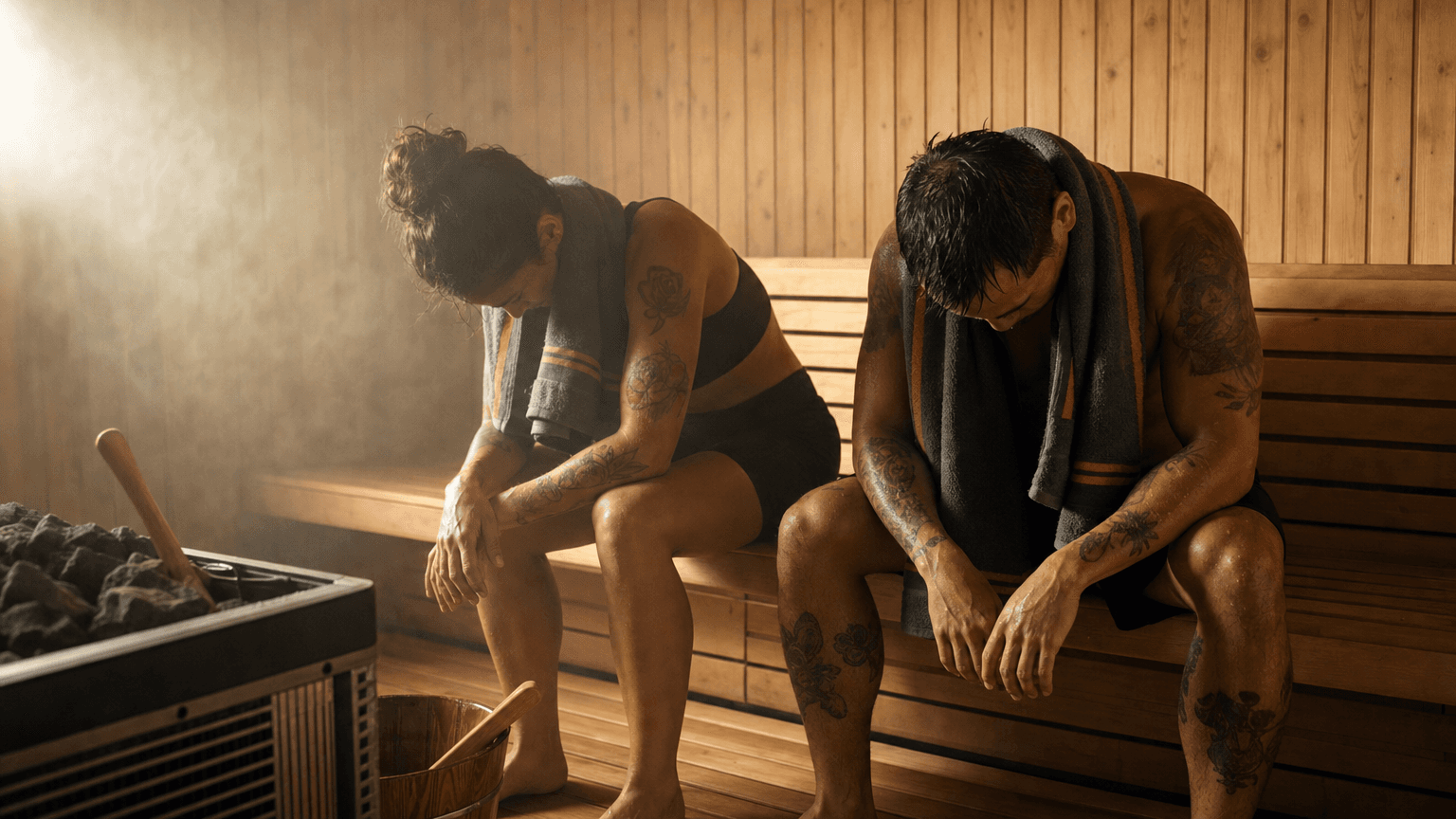 Into the heat of the sauna