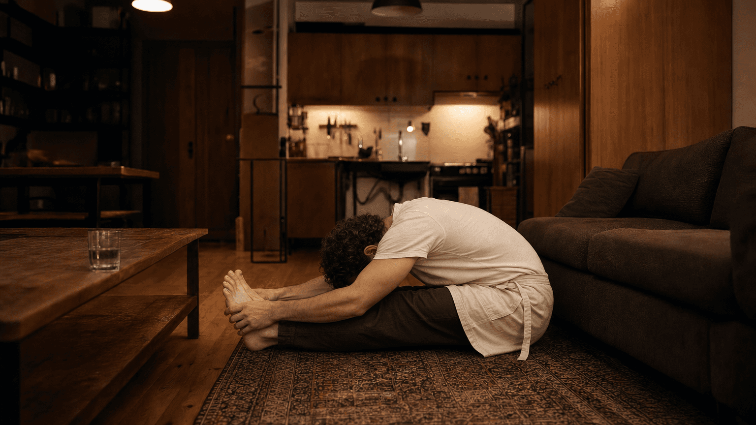 Stretch out your feet and back