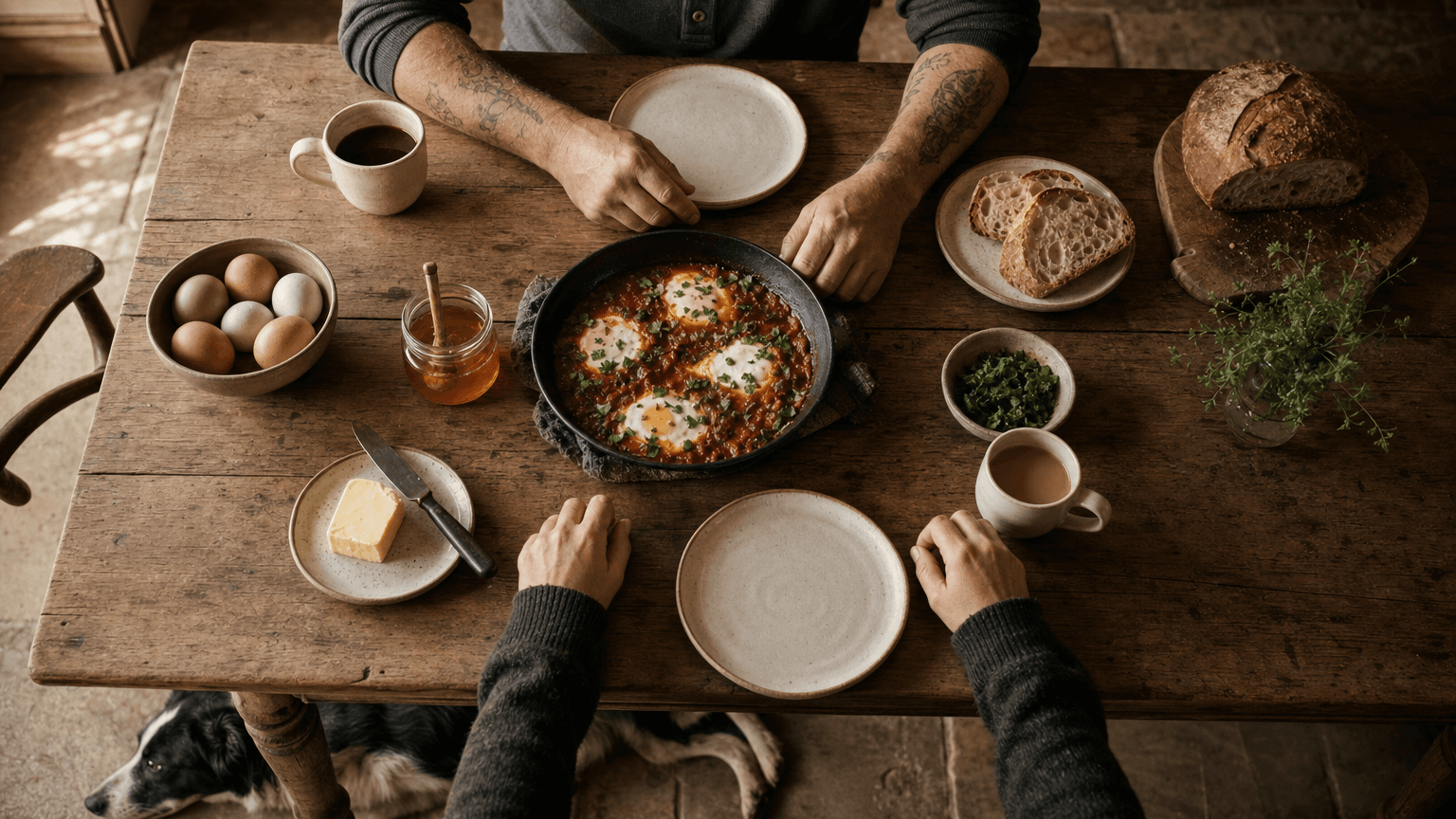 Sit and eat with whoever is around